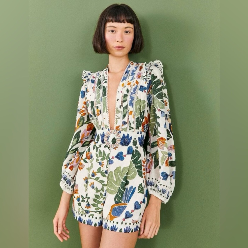 Farm Rio before white summer garden romper NWT
